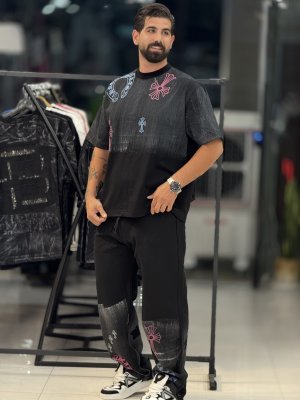 ست تیشرت شلوار ترپ چاپ پفکی1110LO