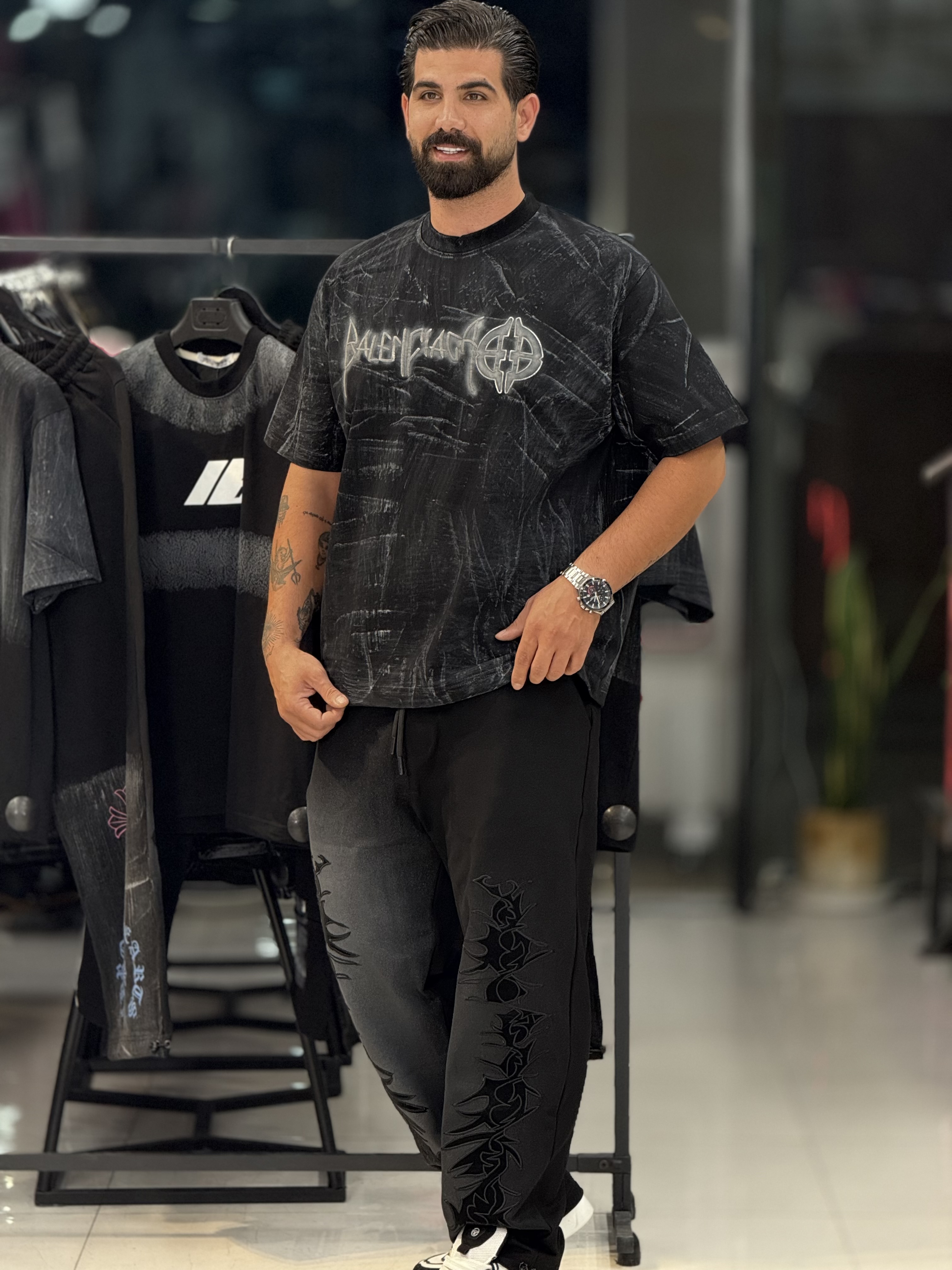 ست تیشرت شلوار بالن فول گلدوزی1112LO